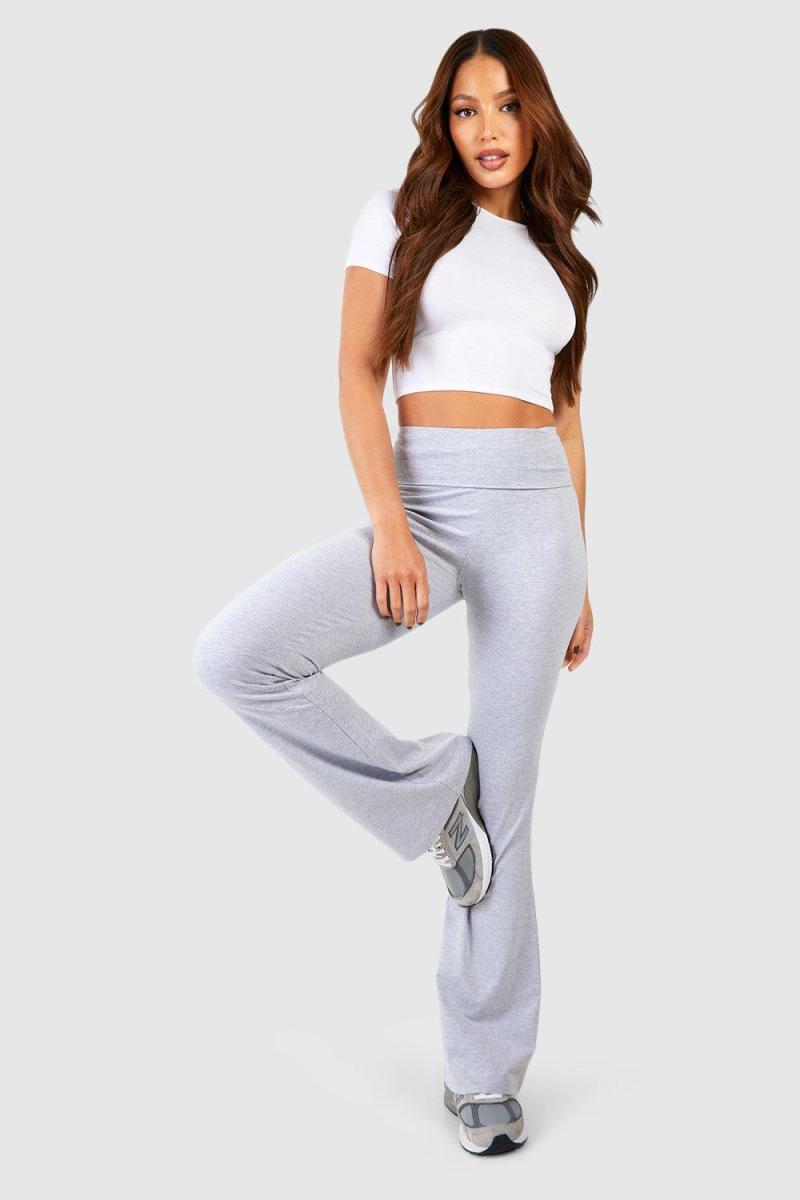 Високий бавовняний трикотаж зі складеним поясом для йоги