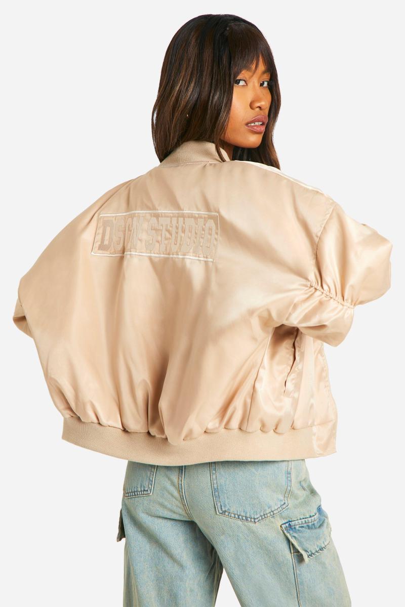 Атласний бомбер DSGN із рюшами та рукавами