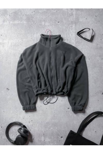 Обʼємний флісовий бомбер на блискавці 