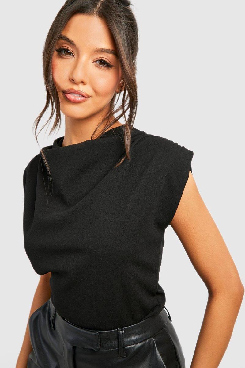 Кобальтова блузка з креповою підкладкою з капюшоном