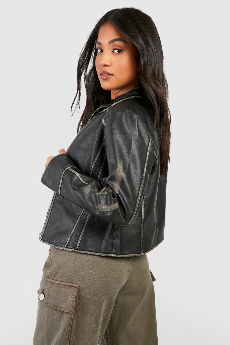 Мініатюрна куртка зі штучної шкіри Moto у вінтажному стилі