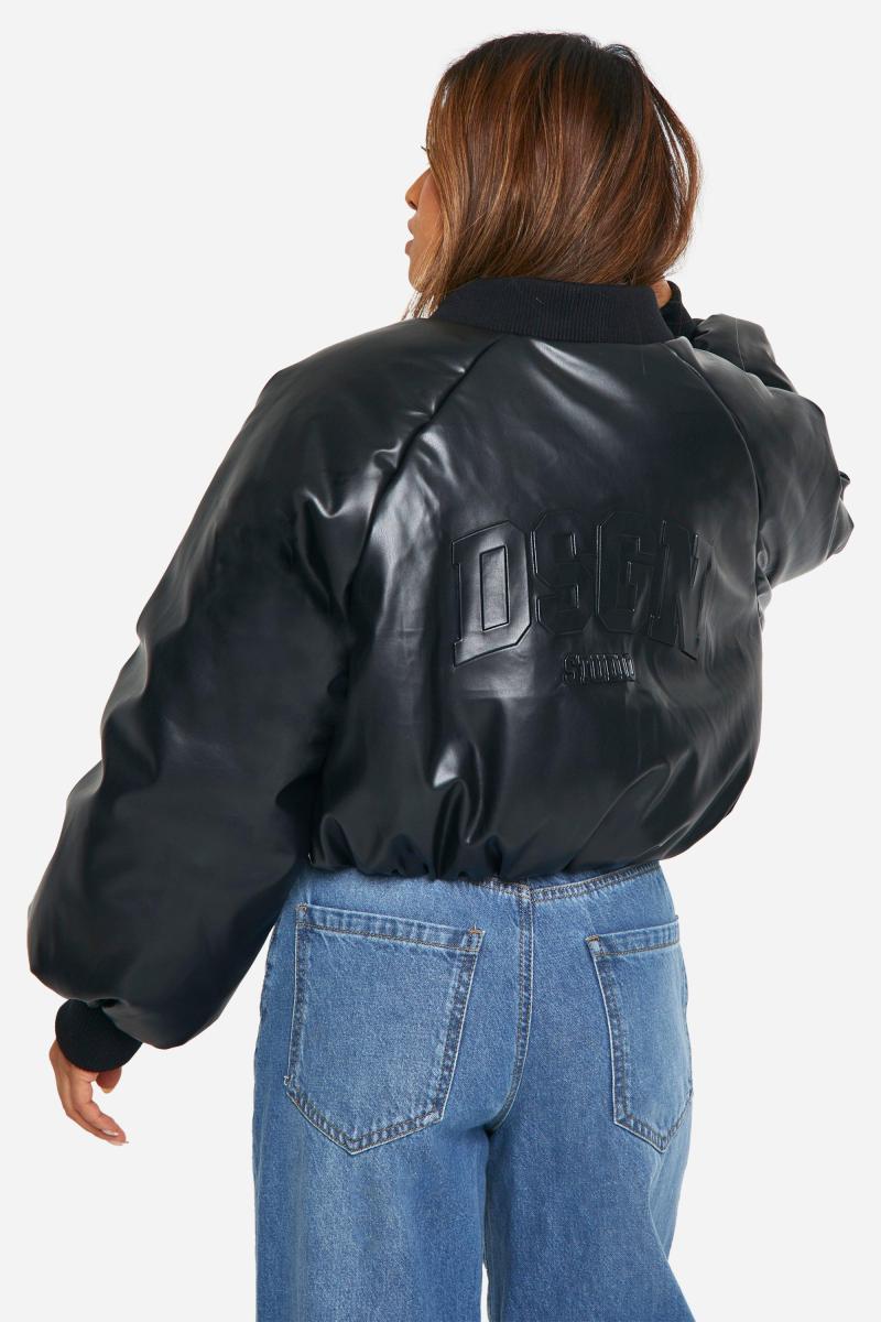 Великий бомбер зі штучної шкіри Petite з тисненням