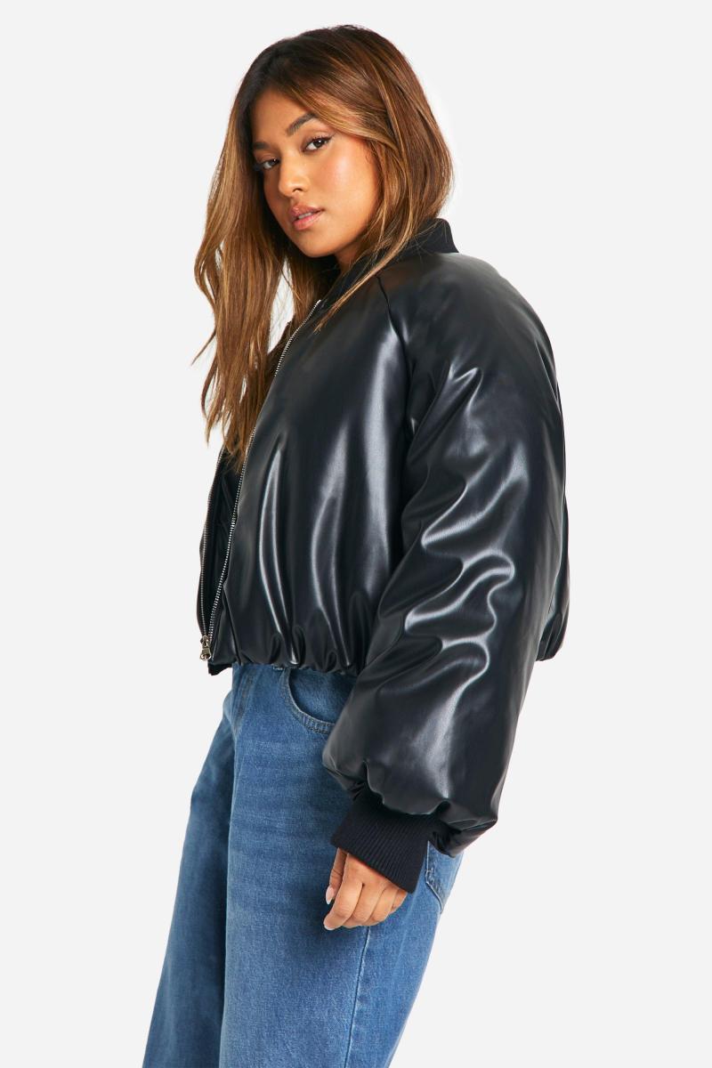 Великий бомбер зі штучної шкіри Petite з тисненням