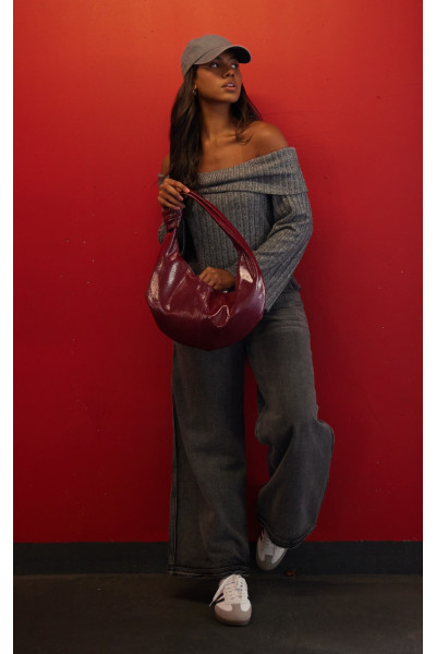 Бордова сумка з ручкою з поліуретанового вузла