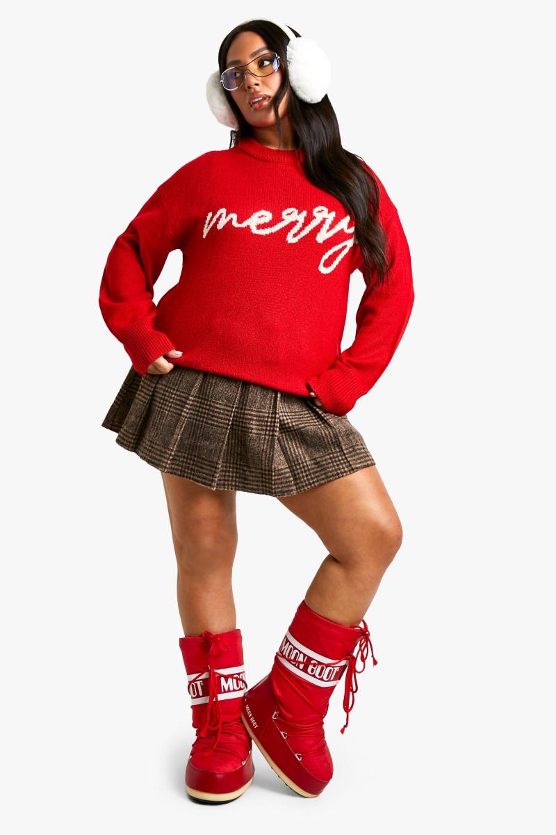 Плюс великий джемпер Merry Slogan Christmas