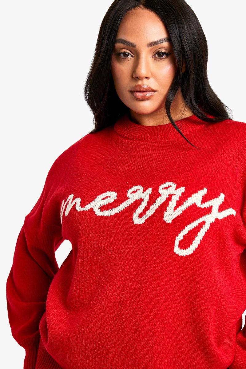 Плюс великий джемпер Merry Slogan Christmas
