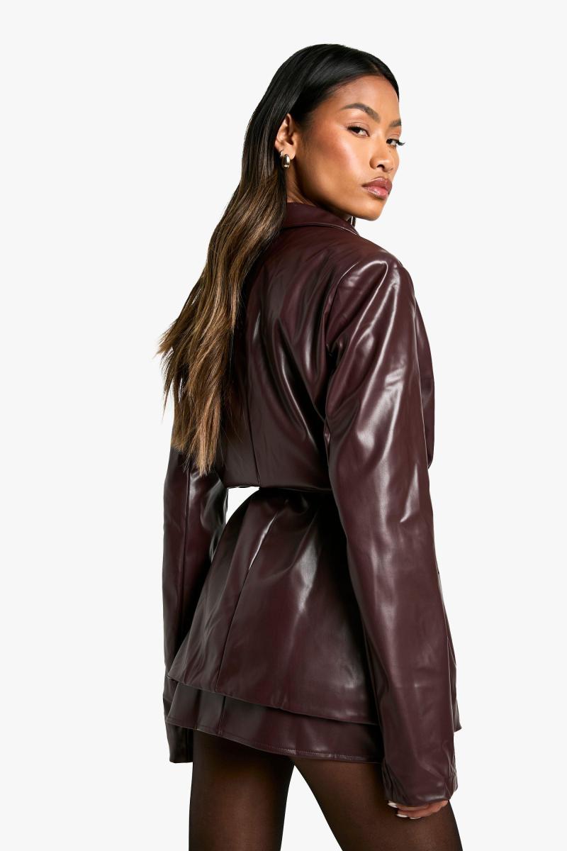 Піджак із поясом із зав’язкою Pu