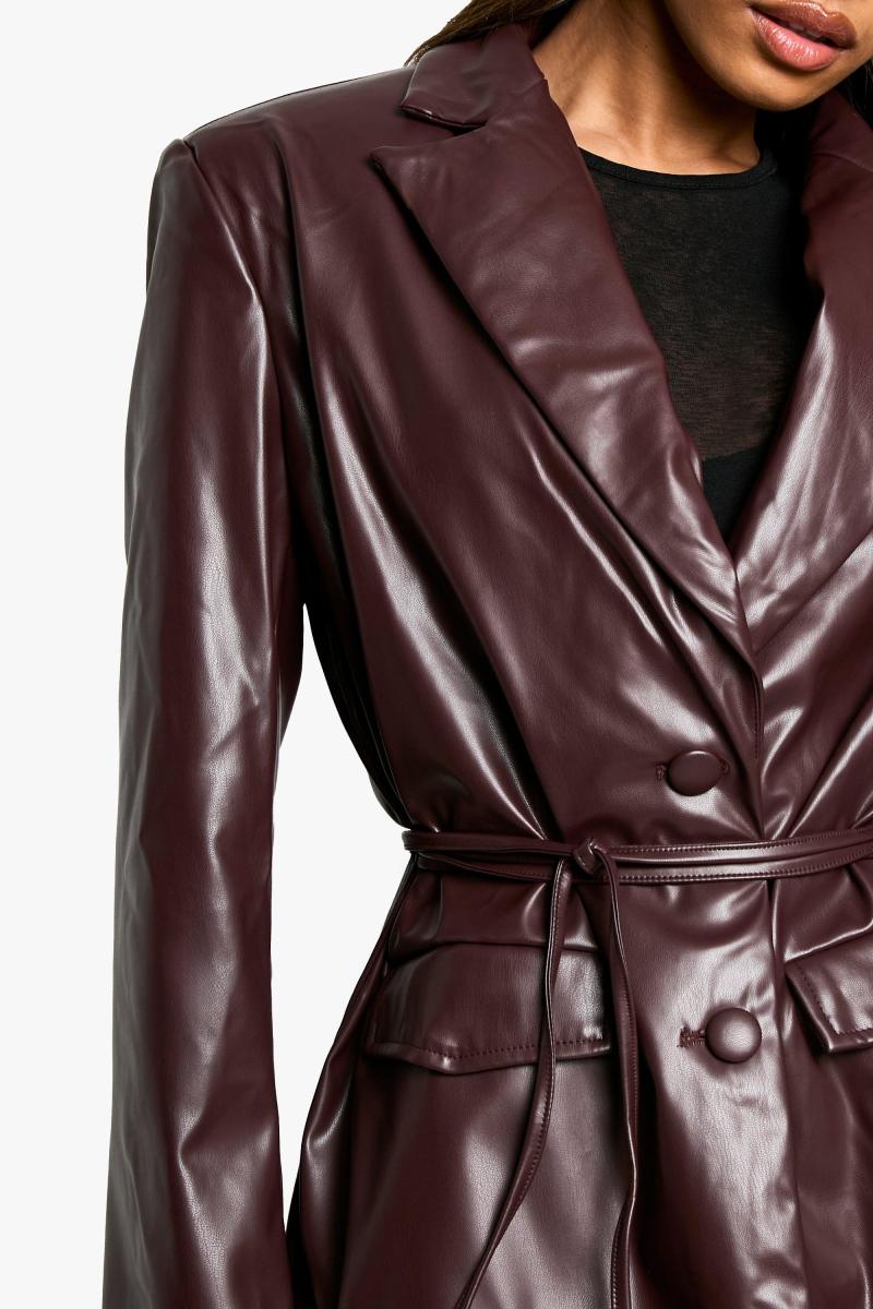 Піджак із поясом із зав’язкою Pu