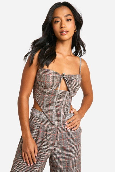 Контрастний корсетний топ Petite Wool Look