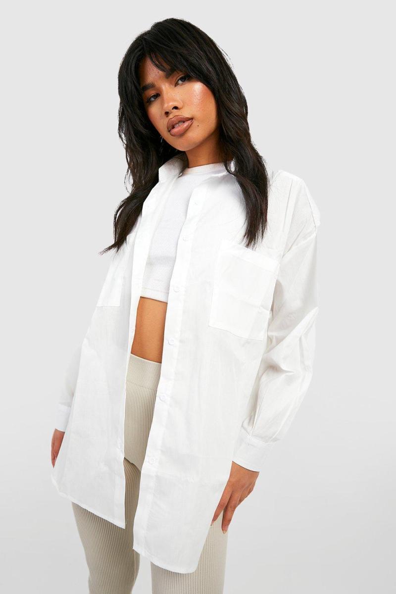 Бавовняна поплінова сорочка з великими кишенями