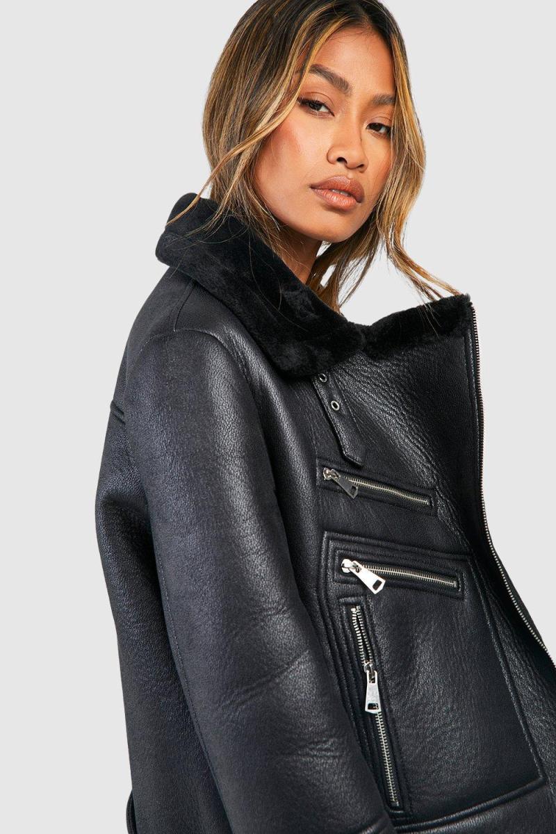 Куртка-авіатор зі штучним хутром