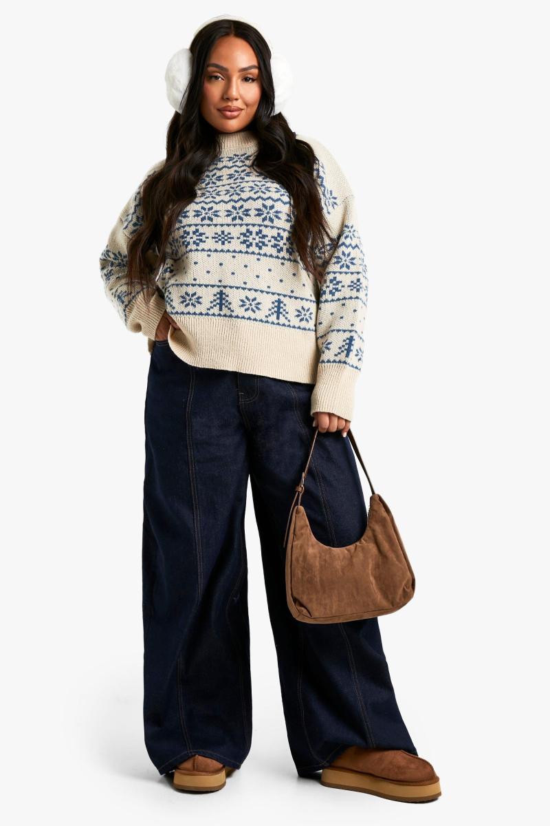 Плюс преміальний в'язаний джемпер із різдвяною ярмаркою