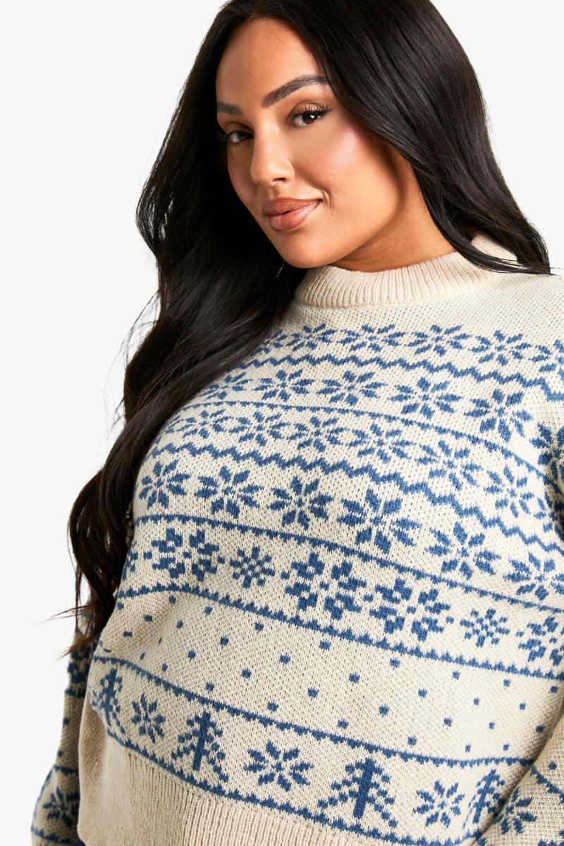 Плюс преміальний в'язаний джемпер із різдвяною ярмаркою