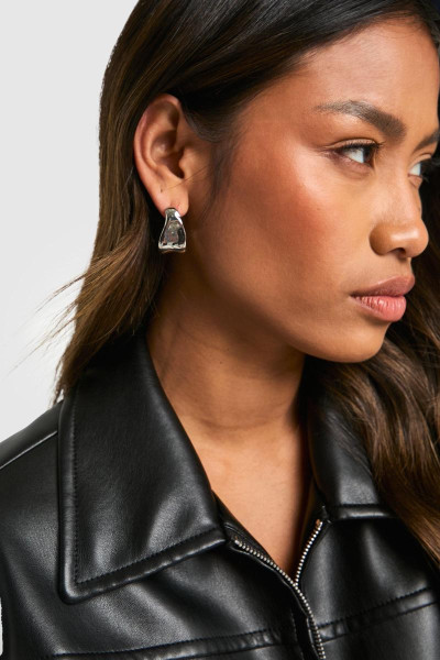 Срібні абстрактні міні-сережки-кільця