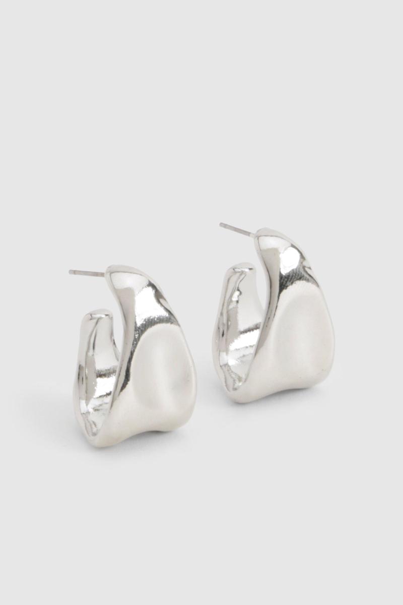 Срібні абстрактні міні-сережки-кільця