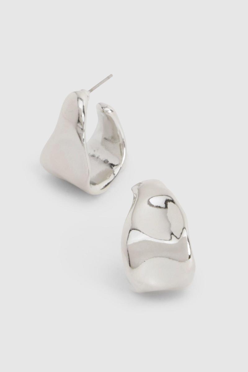Срібні абстрактні міні-сережки-кільця
