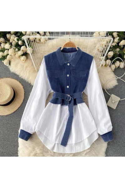 Сорочка вставки джинс 