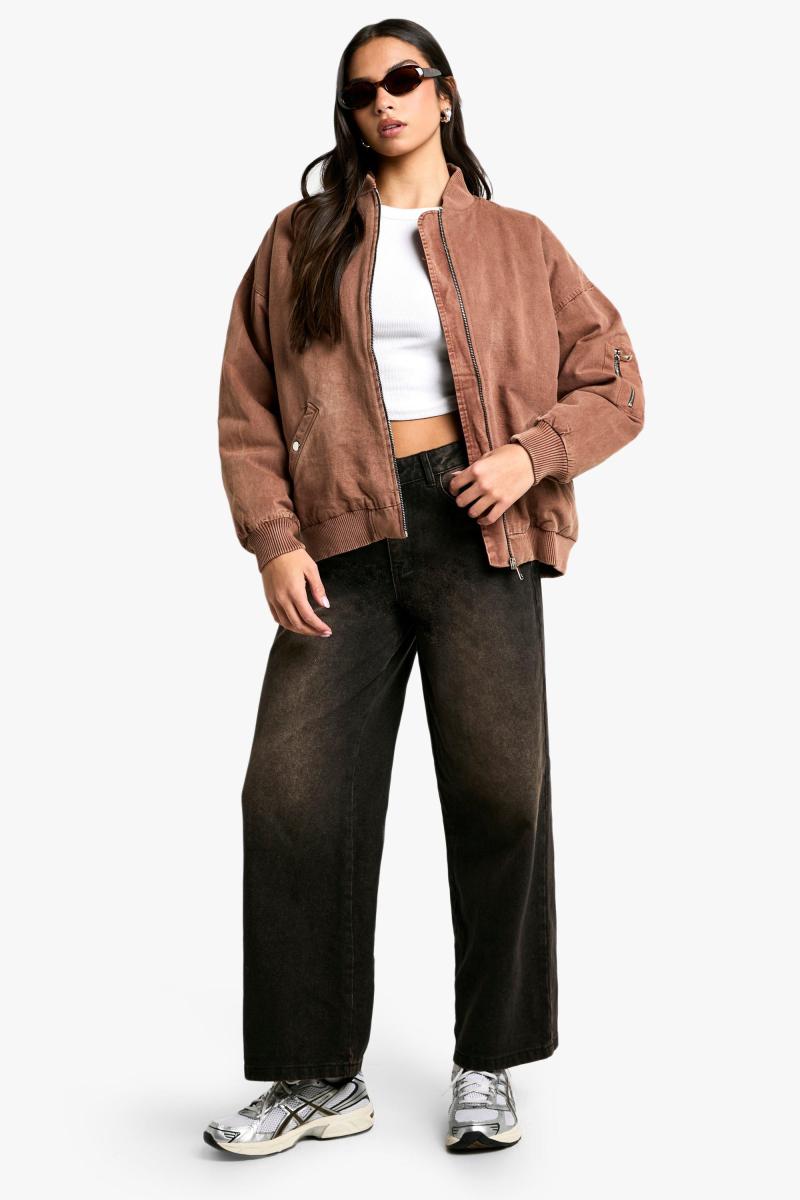 Вимитий погляд негабаритна куртка бомбардувальників