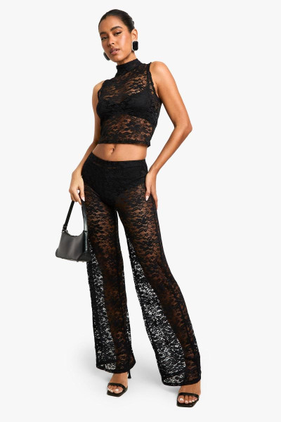 Мереживні прямі брюки