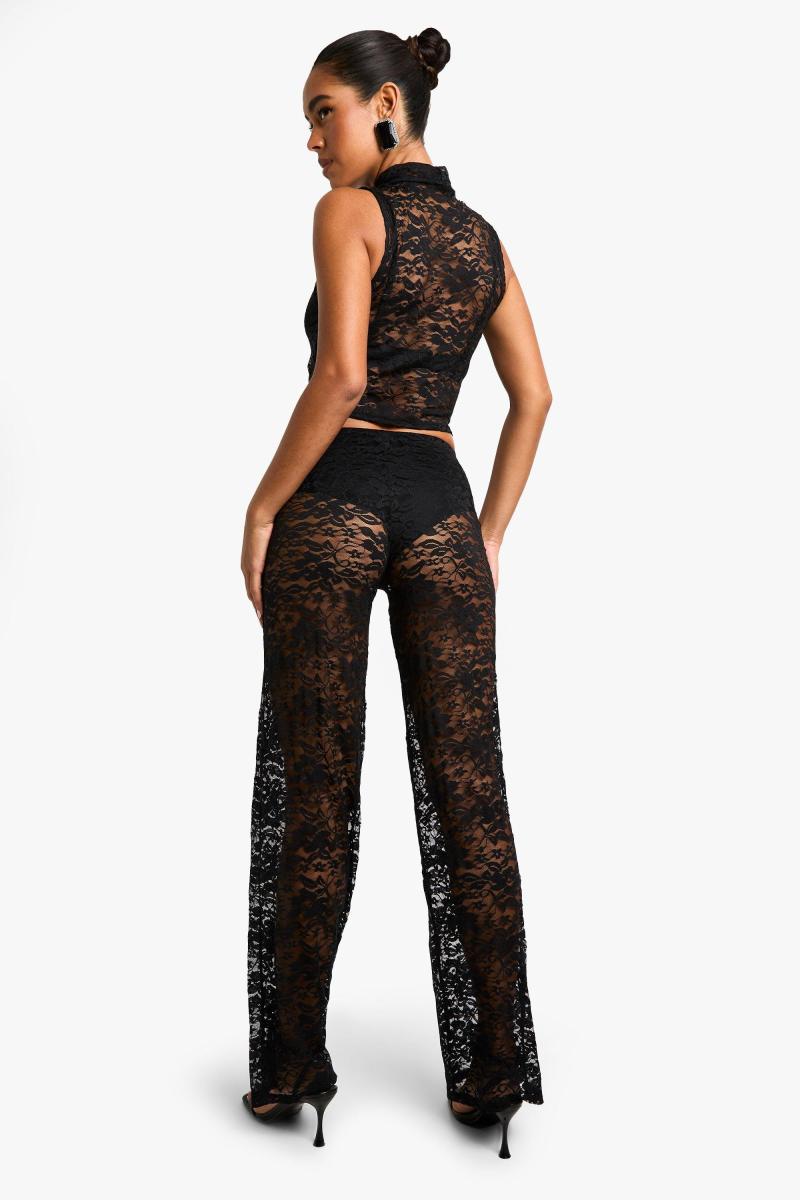 Мереживні прямі брюки