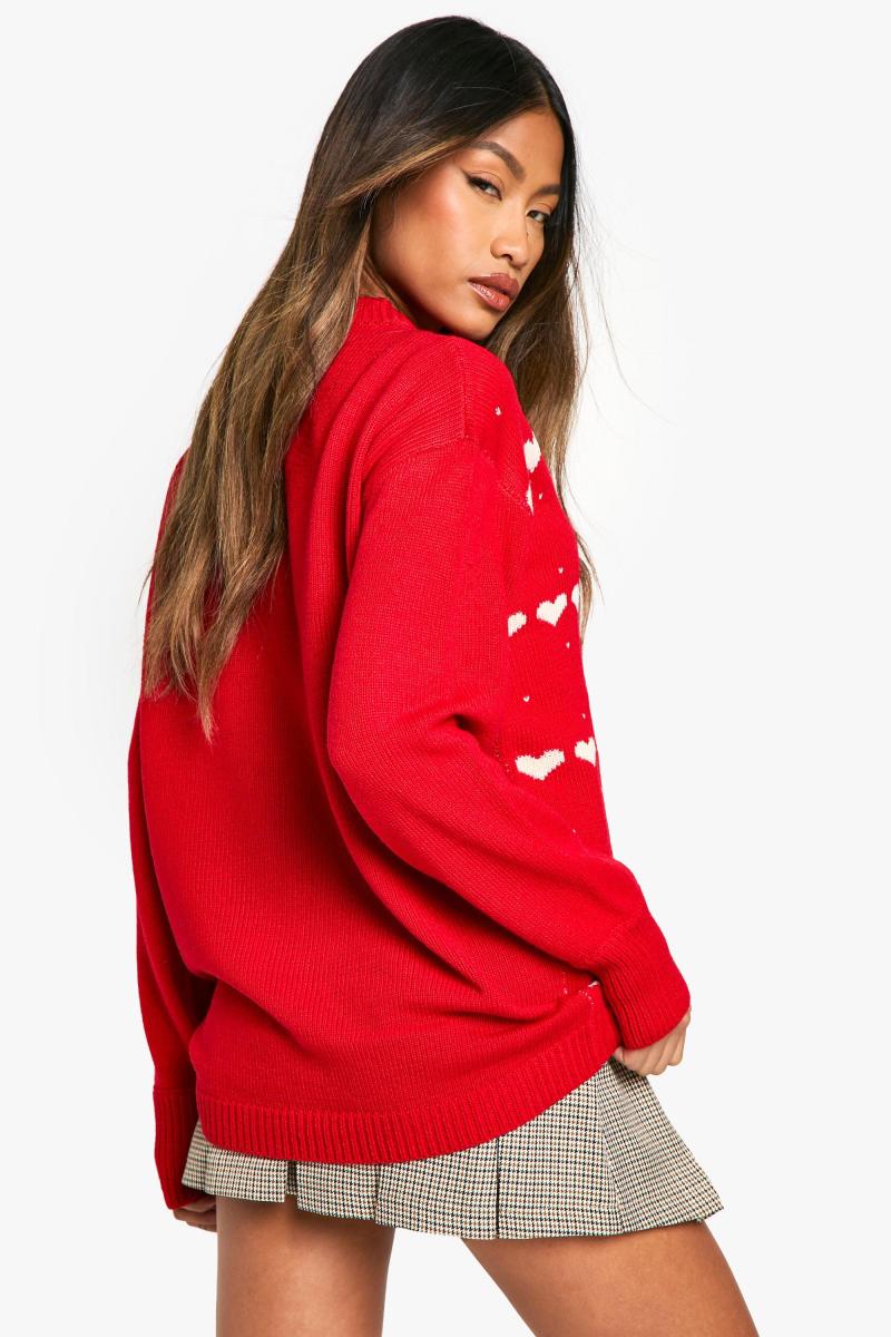 Великий джемпер із різдвяними сердечками