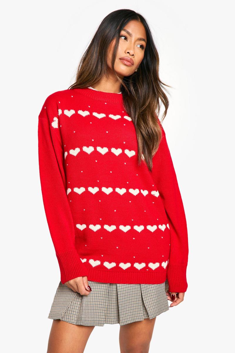 Великий джемпер із різдвяними сердечками