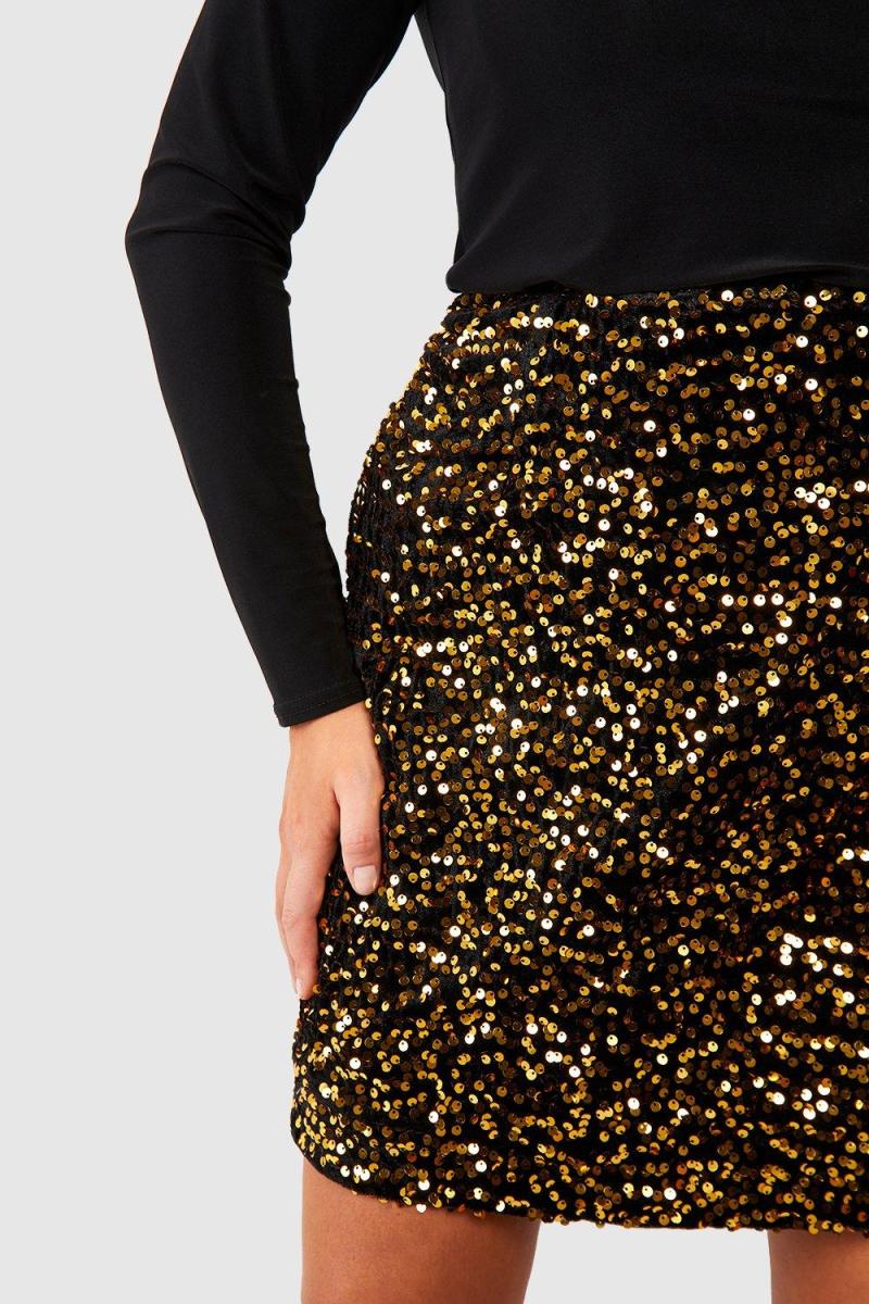 Плюс оксамитова міні-спідниця з паєтками