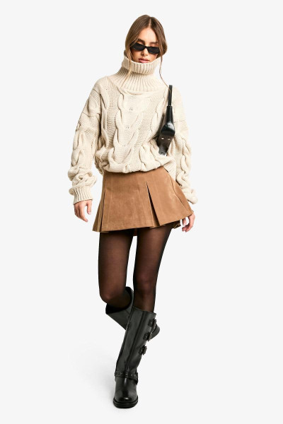 Штучна замша міні -плісирована спідниця