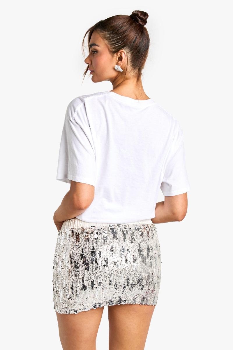 Міні-спідниця з атласним поясом з паєтками