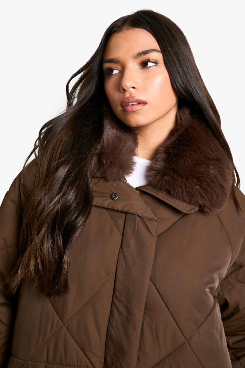 Стегана парка преміум-класу зі штучного хутра